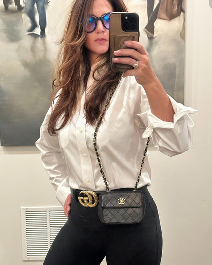 Sold!! Chanel black lambskin leather pouch crossbody bag with turnlock