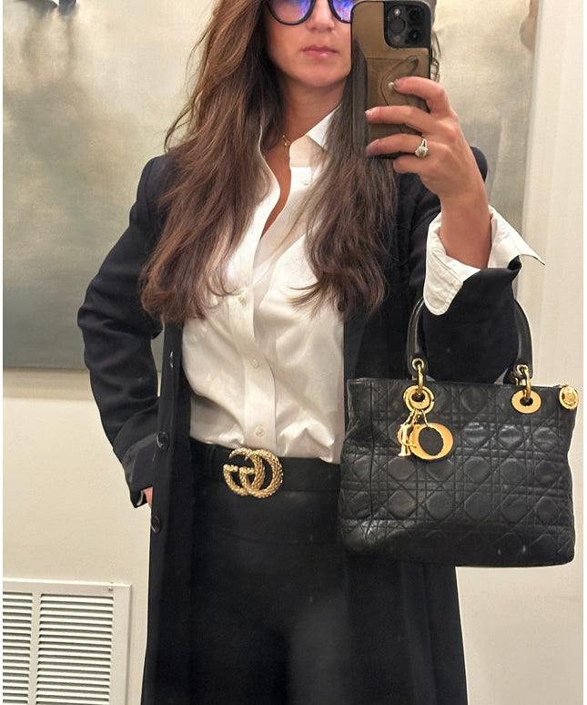 SOLD!! CHRISTIAN DIOR LEATHER LADY CANNAGE HANDBAG