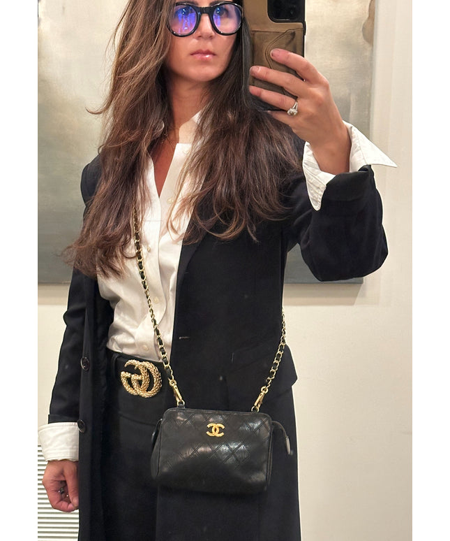 SOLD!! Chanel black quilted pouch crossbody bag
