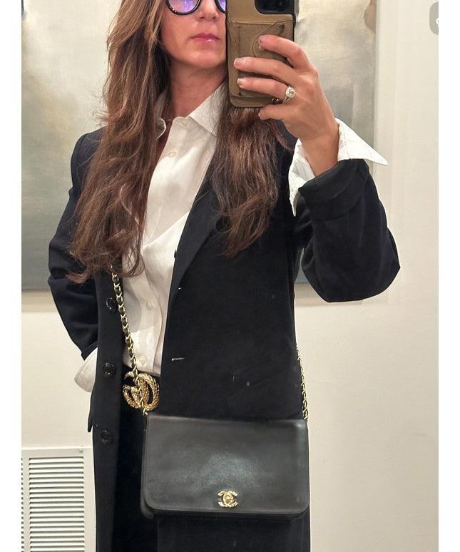 Sold!! Chanel black leather flap crossbody