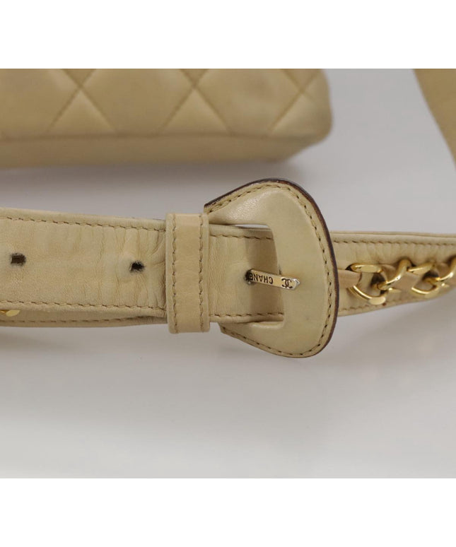 Chanel tan quilted belt turn lock bag with crossbody strap