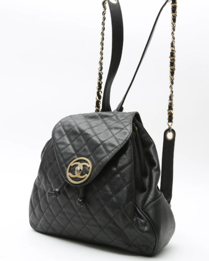 Chanel black caviar backpack