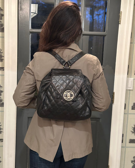 Chanel black caviar backpack