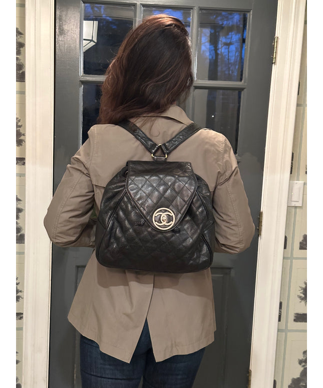 Sold!! Chanel black caviar backpack