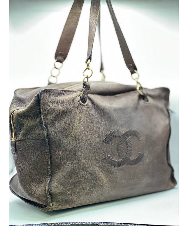 SOLD!! Chanel brown calfskin tote bag
