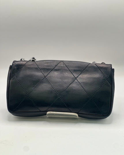 Chanel black calfskin quilted bag with large silver CC closure