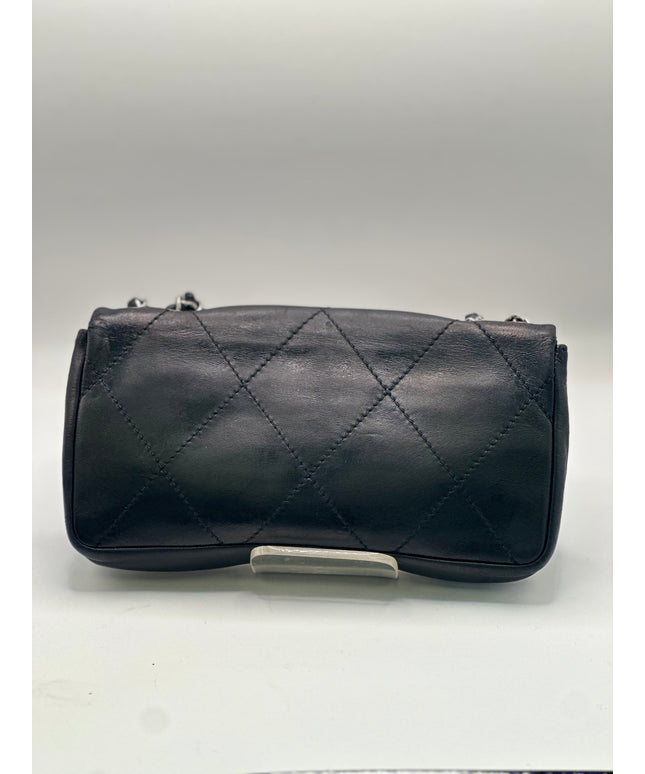 SOLD!! Chanel black calfskin quilted bag with large silver CC closure