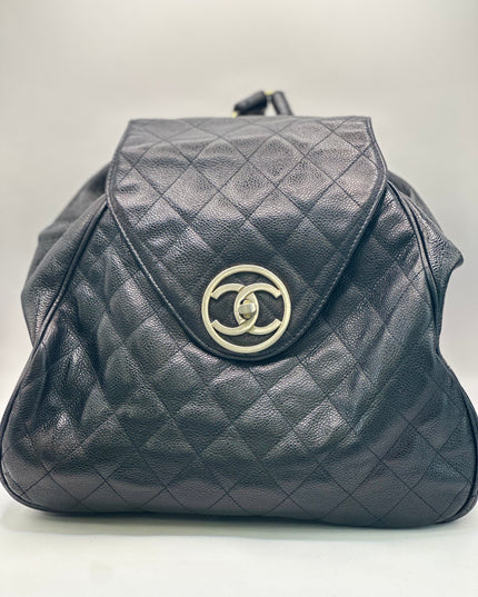 Chanel black caviar backpack