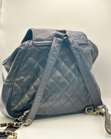 Chanel black caviar backpack