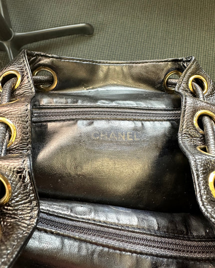 Chanel black caviar backpack