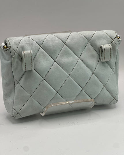 Chanel white quilted belt turn lock bag with crossbody strap