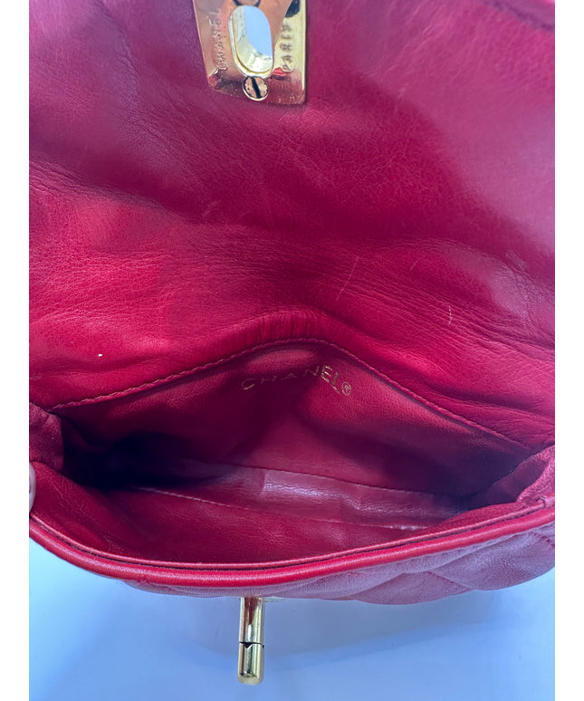 Chanel red calf skin quilted turn lock belt bag pouch with removable crossbody chain