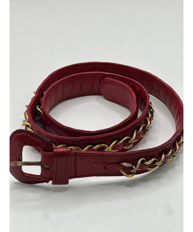 Chanel red calf skin quilted turn lock belt bag pouch with removable crossbody chain