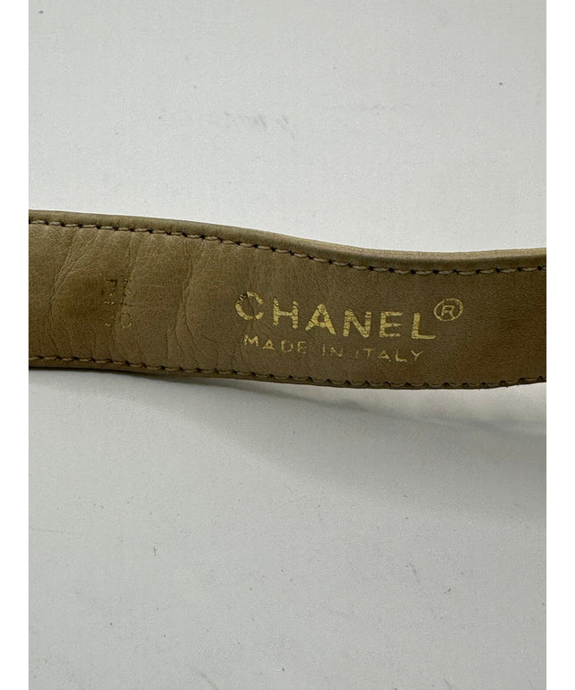 Chanel tan quilted belt turn lock bag with crossbody strap