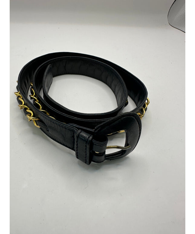 Chanel black quilted belt turn lock bag with crossbody strap