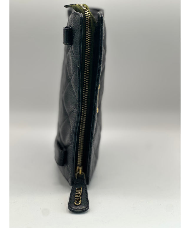 Chanel black caviar leather belt bag