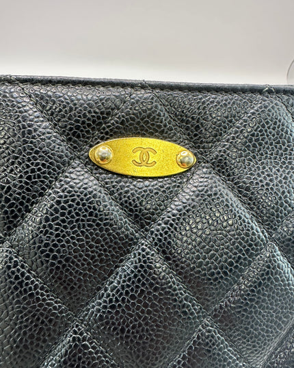 Chanel black caviar leather belt bag