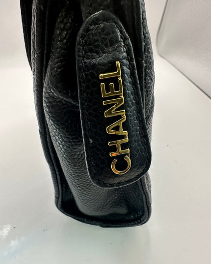 Chanel black caviar leather belt bag