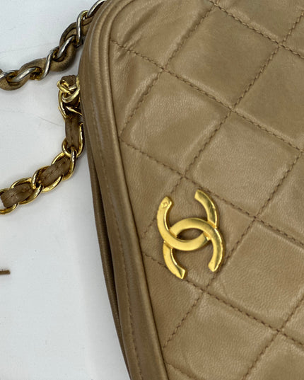 Sold!!  Chanel Beige quilted tassel camera crossbody bag