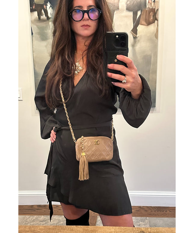 Sold!!  Chanel Beige quilted tassel camera crossbody bag