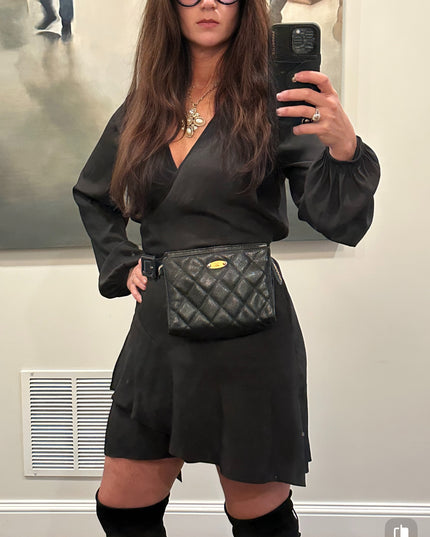 Chanel black caviar leather belt bag