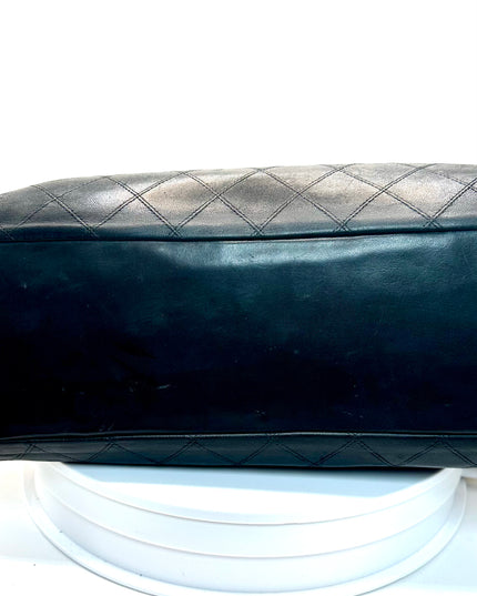Sold!! Chanel black quilted calfskin leather chain tote