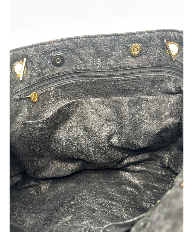 Sold!! Chanel black quilted calfskin leather chain tote
