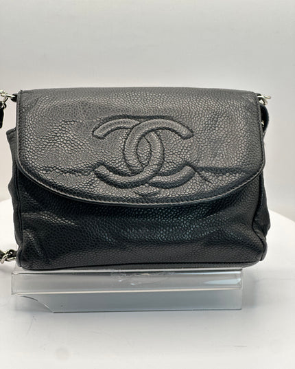 Sold!! Chanel black caviar leather flap crossbody