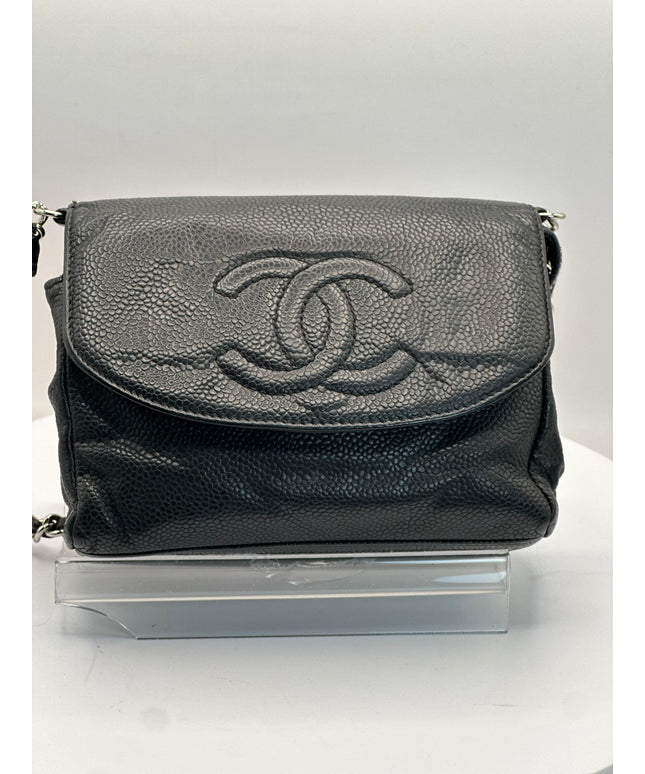 Sold!! Chanel black caviar leather flap crossbody