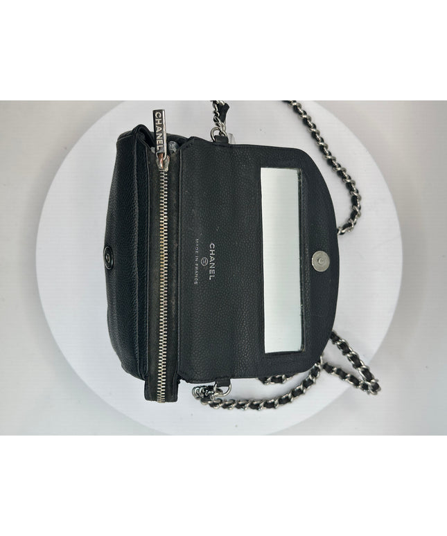 Sold!! Chanel black caviar leather flap crossbody