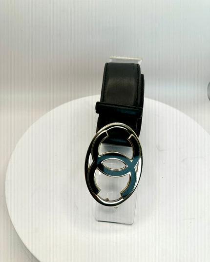 Chanel black leather belt