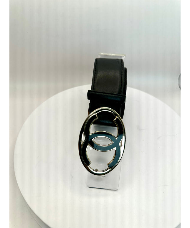 Chanel black leather belt