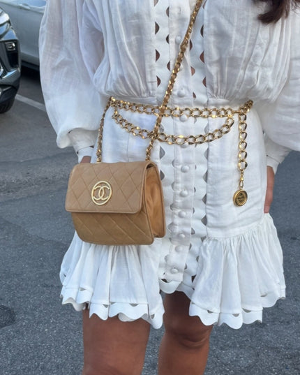 Chanel Matelasse chain crossbody Tan flap  bag chain crossbody bag