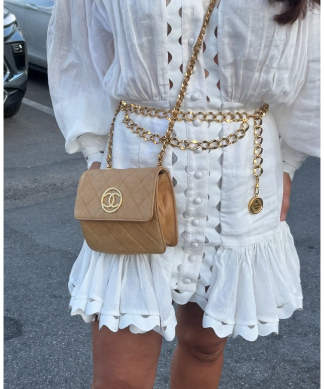 Chanel Matelasse chain crossbody Tan flap  bag chain crossbody bag