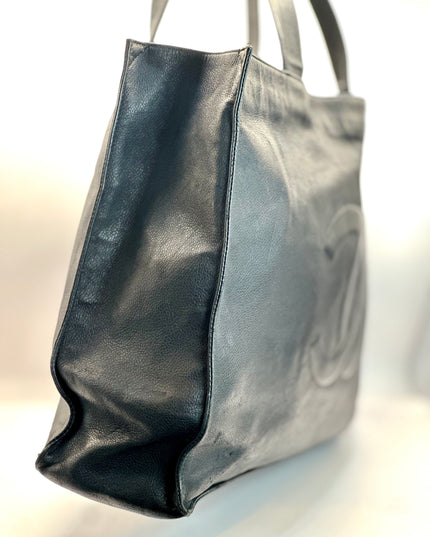 Authentic vintage Chanel black caviar tote bag