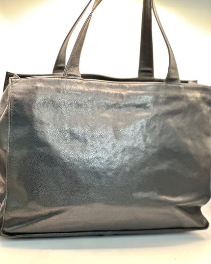 Authentic vintage Chanel black caviar tote bag