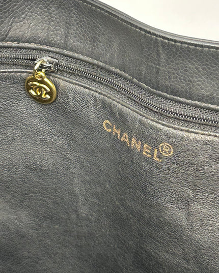 Authentic vintage Chanel black caviar tote bag