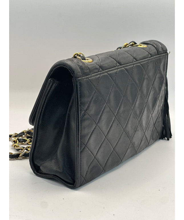 Chanel black calfskin quilted turnlock flap bag&nbsp;
