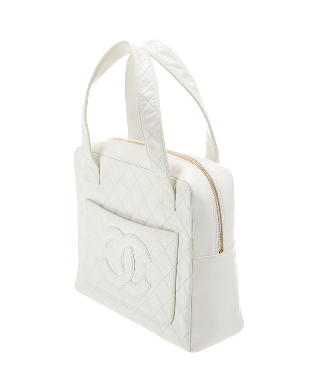 vintage Chanel white quilted calfskin handbag