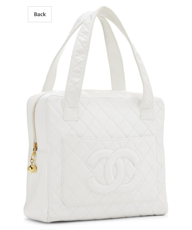 vintage Chanel white quilted calfskin handbag