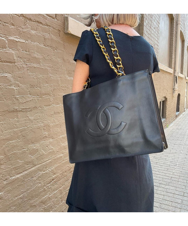 Sold!! Chanel black caviar chain tote