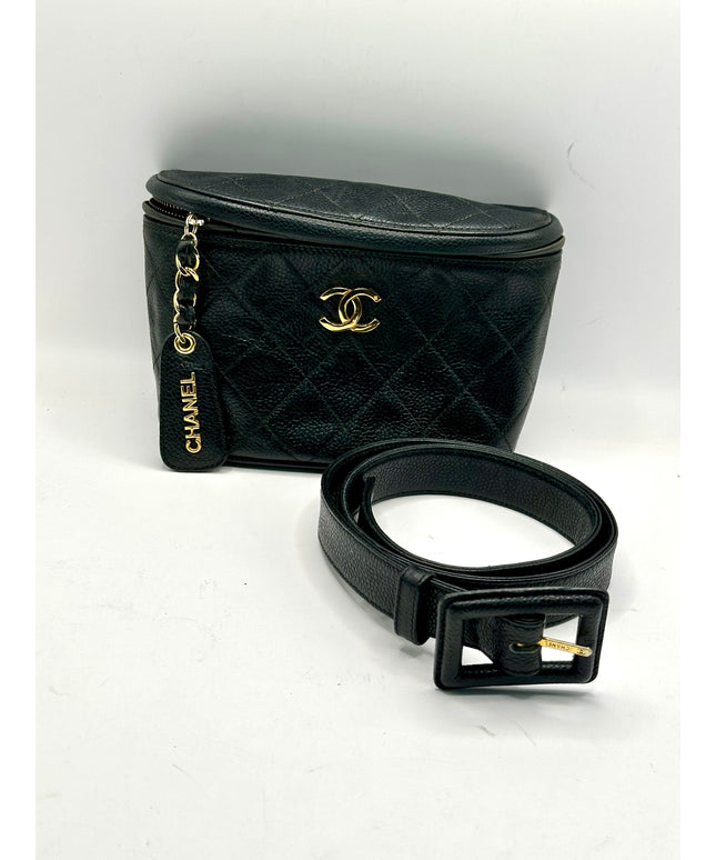Chanel Caviar black Waist Pouch Belt