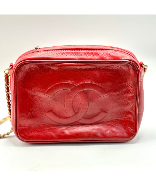 Sold! Chanel red calfskin CC camera bag