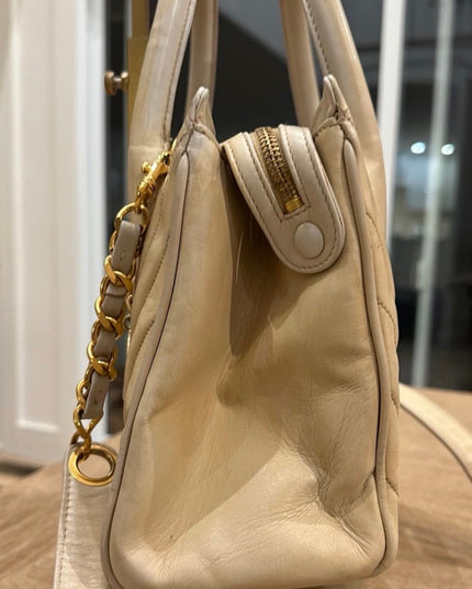 Tan top handle bag