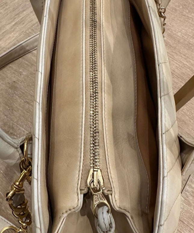 Chanel Top Handle Bowler Bag – Tan Calfskin with Crossbody Strap