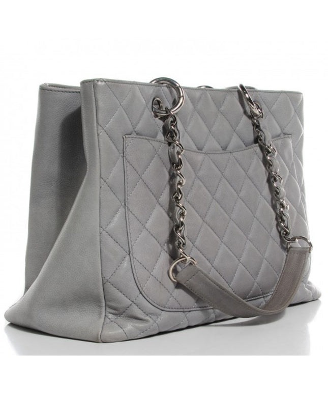 Authentic Chanel gray caviar tote