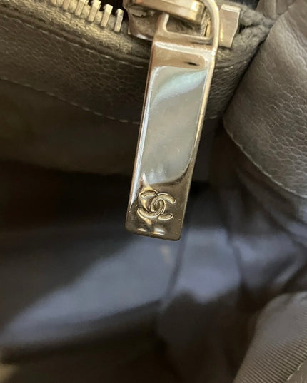 Authentic Chanel gray caviar tote