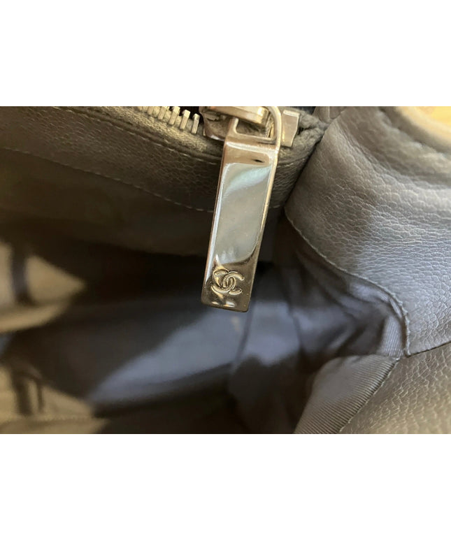 Authentic Chanel gray caviar tote