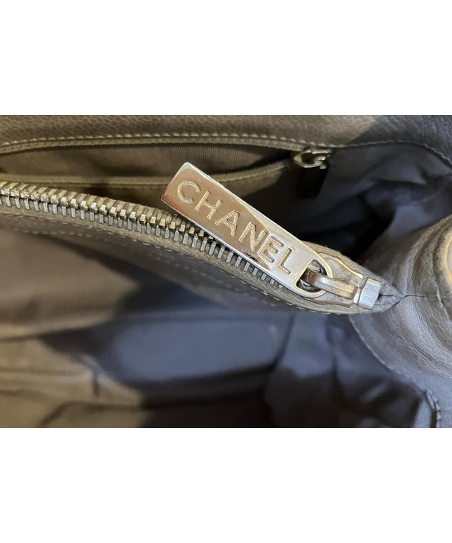 Authentic Chanel gray caviar tote