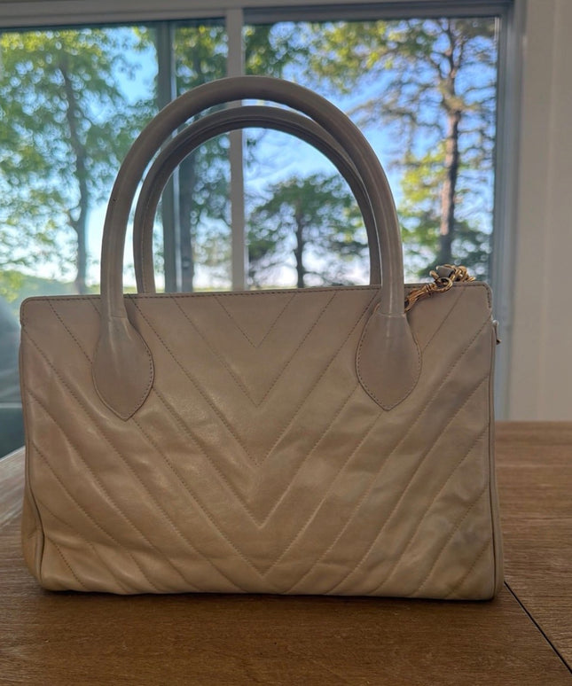Chanel Top Handle Bowler Bag – Tan Calfskin with Crossbody Strap